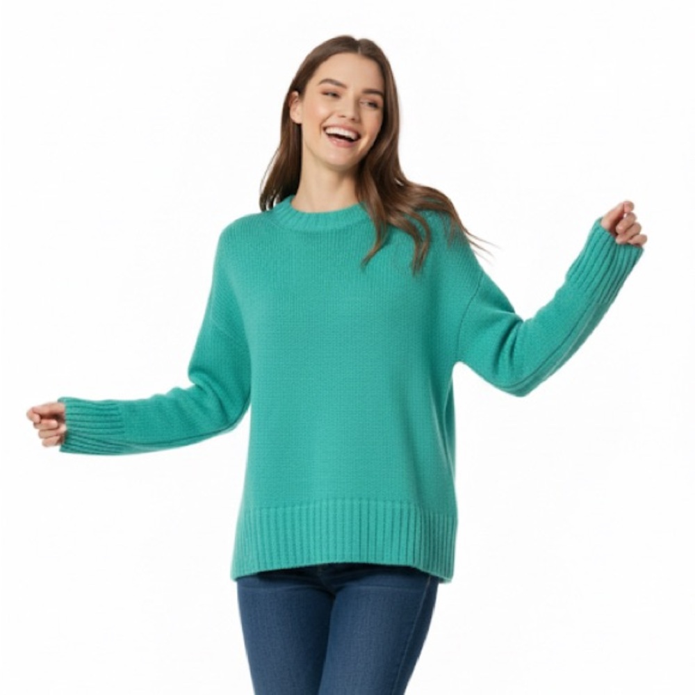 RD Style Turquoise Crew Neck Sweater